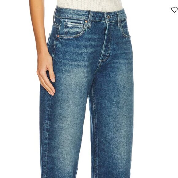 NWT PAIGE Alexis High Rise Barrel Leg Cats Meow Distressed Medium Wash Jeans - Picture 2 of 16